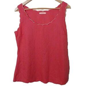 Anthropologie Linen Scallop‎ Edge Top Coquette Boho Cottagecore Tulle Tank